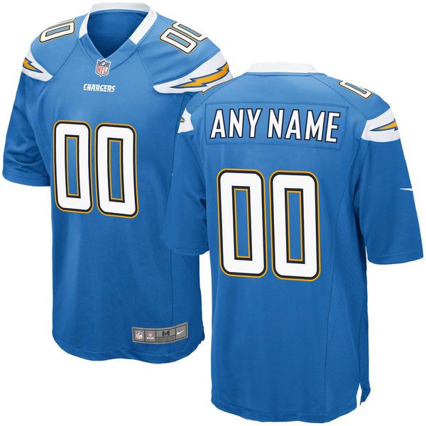 Men Los Angeles Chargers Nike Powder Blue Custom Alternate Game NFL Jersey->->Custom Jersey